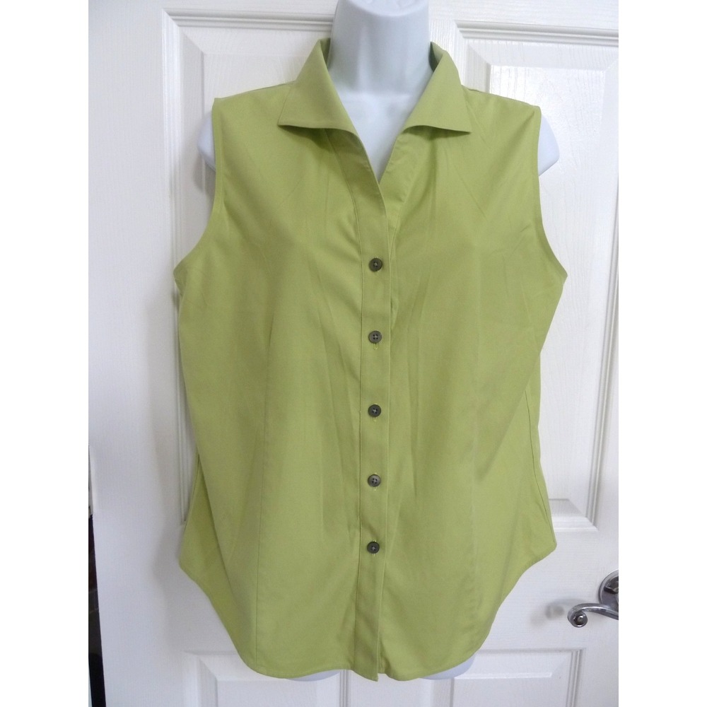 TALBOTS SZ 10 Med Blouse Wrinkle Resist Stretch Sleeveless Office Professional